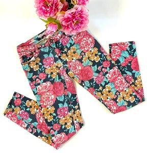 MOSSIMO SUPPLY CO Skinny Jeans SIZE JUNIOR 5 Floral Black Pink Aqua Blue Denim